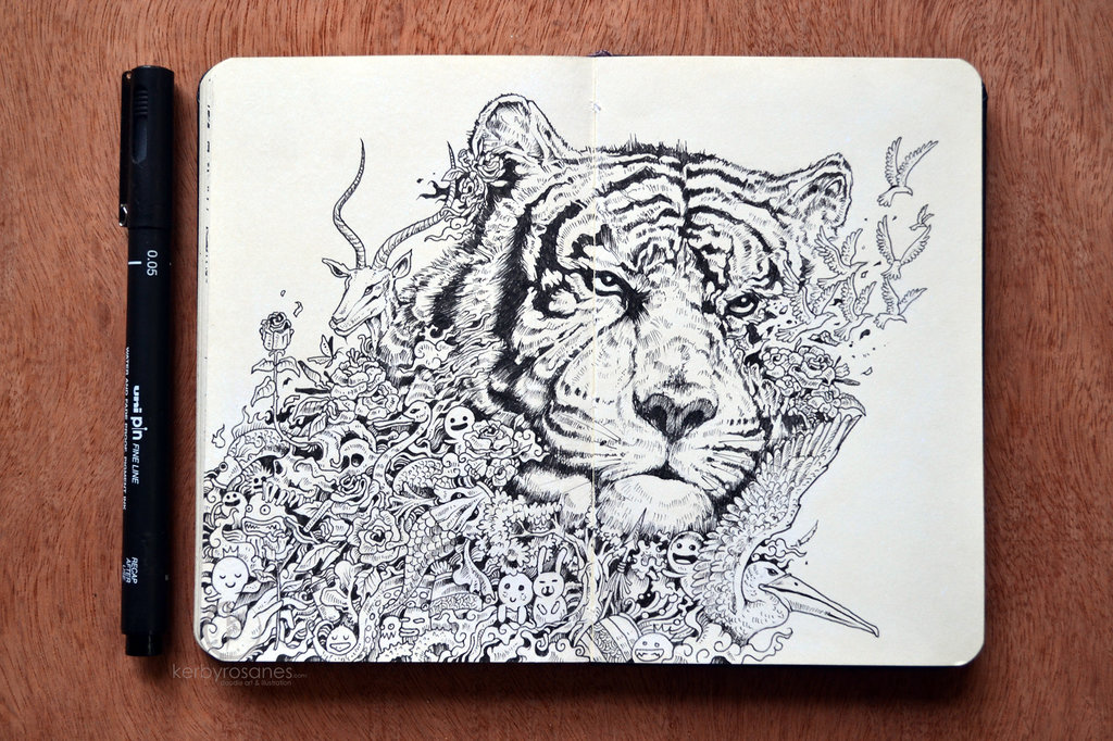 moleskine_doodles__white_tiger_by_kerbyrosanes-d6zuuv3