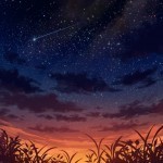 konachan-com-170643-black_hair-grass-original-phone-sakais3211-scenic-sky-stars-sunset