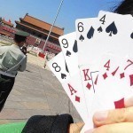 Playing cards at Tiananmen Square