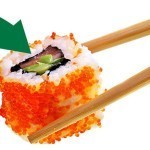 Sushi with chopsticks