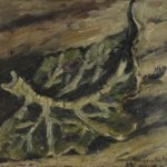 1952-1954 – J. Kreienbühl – Feuille, huile sur toile, 26 x 28 cm