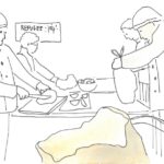 Dessin Calais – Dans la cuisine de l&rsquo;auberge des migrants