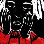 @cocoroupi _Temps_  Gouache et linogravure sur papier 10,24 cm x 800 cm Janvier 2026