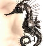 Un hippocampe entièrement conçu à partir de déchets du quotidien ©Vortex Récupart
