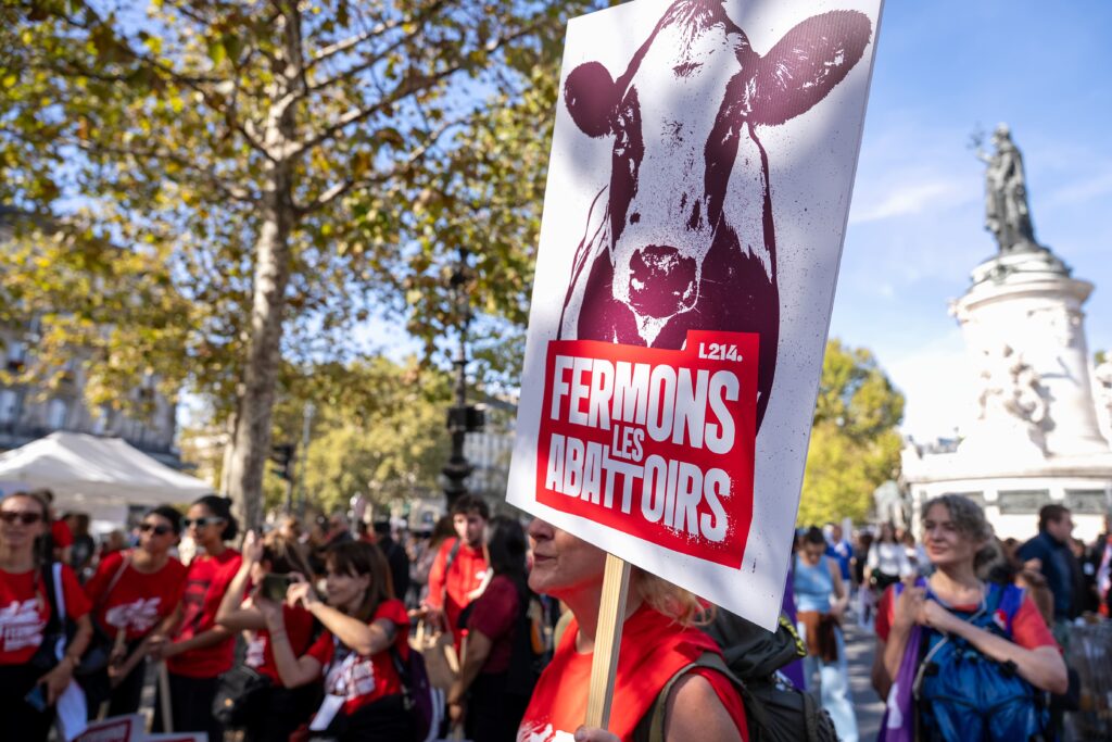 En octobre 2026, des milliers de personnes défilaient à Paris pour demander la fermeture des abattoirs ©L214